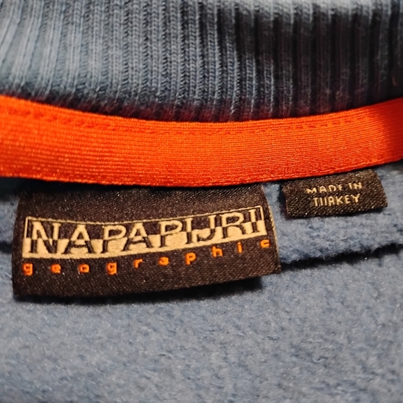 Napapijri | Mens Blue Grey Crewneck Sweatshirt Orange Napapijiri Logo MEDIUM - Picture 7 of 15